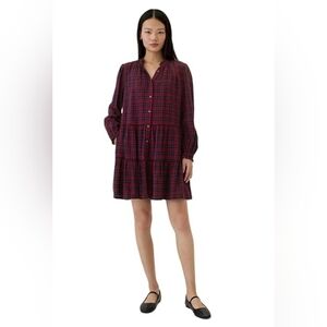 GAP Flannel Puff Sleeve Mini Shirtdress